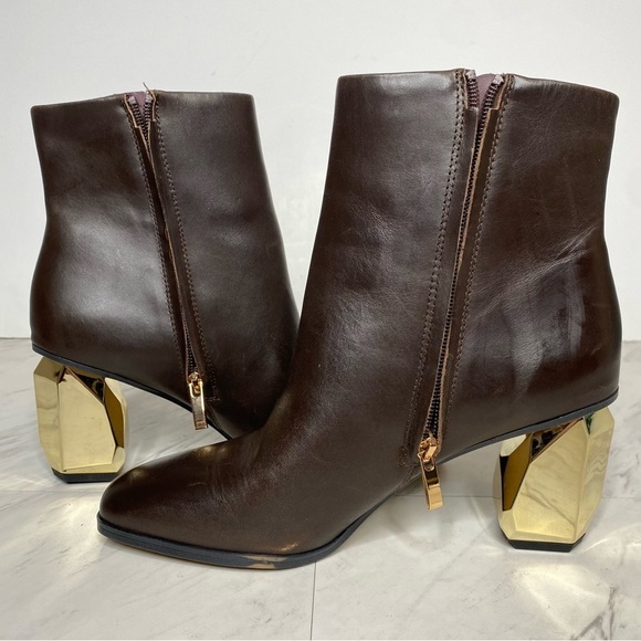 Franco Sarto Tiera Brown Leather Bootie 8 1/2 M - Picture 6 of 16